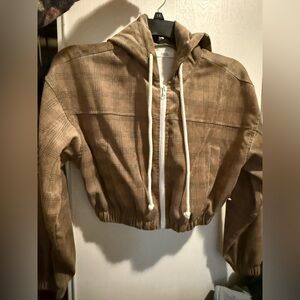 Active USA Brown Plaid Bomber Jacket